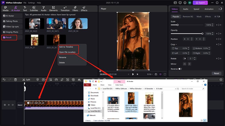 ai singing photo export
