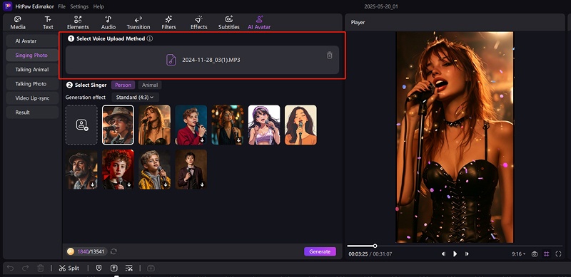 ai singing photo upload audio