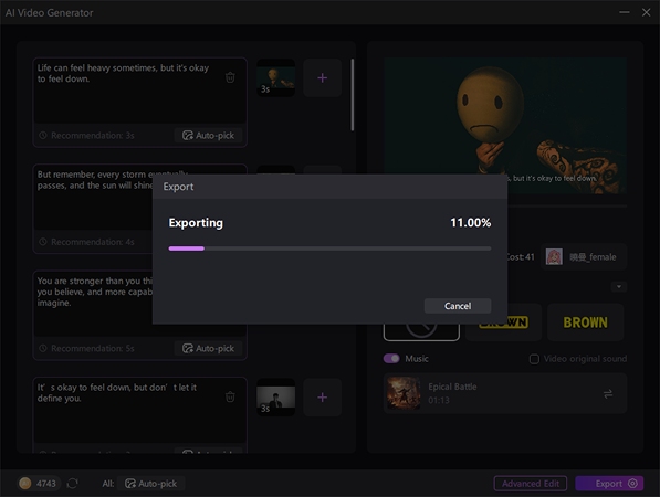hitpaw edimakor AI Video Generator - Export Video