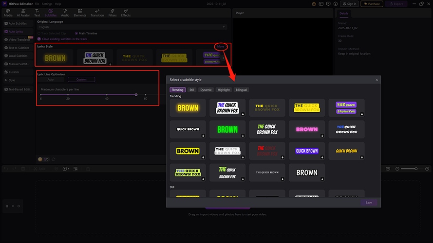 select the target language