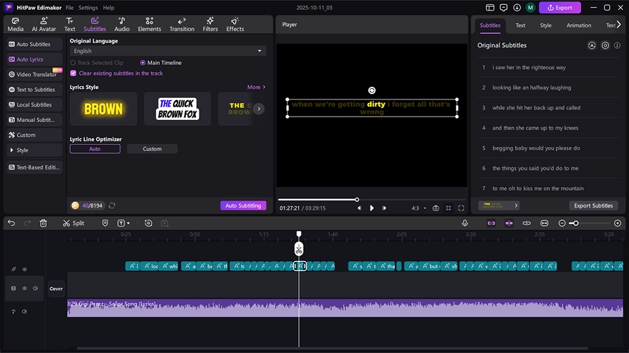 how to use edimakor ai auto lyric