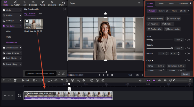 customize head swapping video