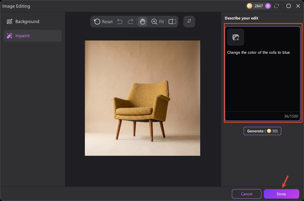 edimakor ai ad image inpaint editing