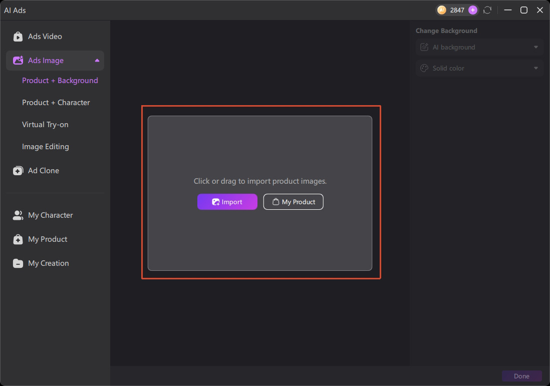 edimakor ai ad images background tool