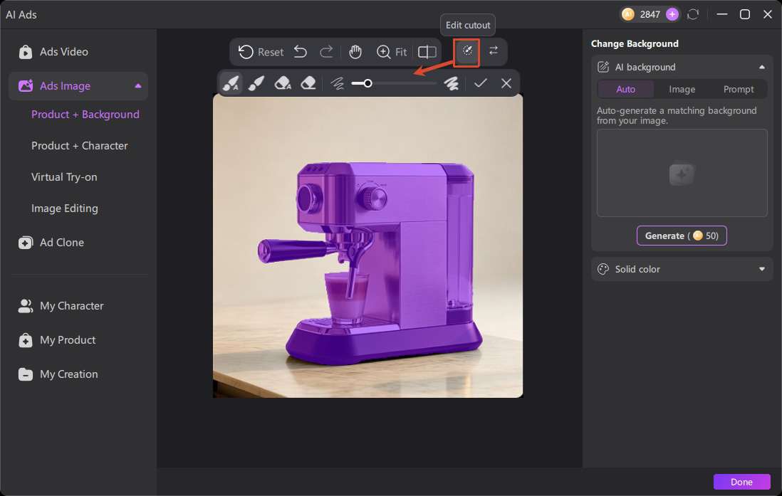 edimakor ai ad images check cutout