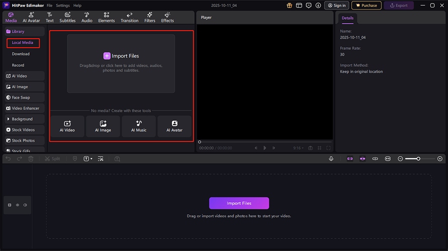 import video to hitpaw edimakor