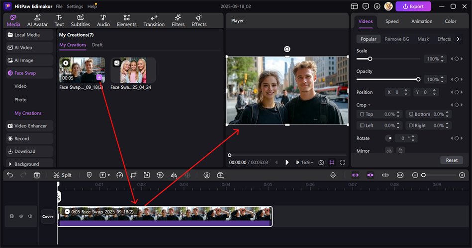 Export Face Swap Video