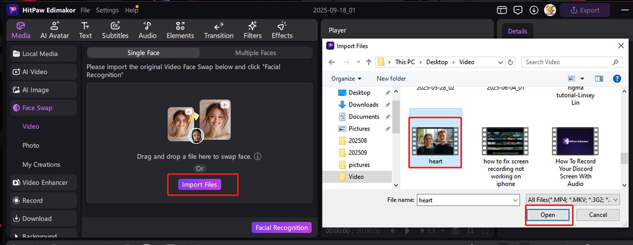 Importing a Face Swap Video File