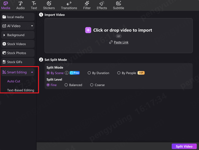 Access Text-Based Editing from the Media panel Smart Editing folder