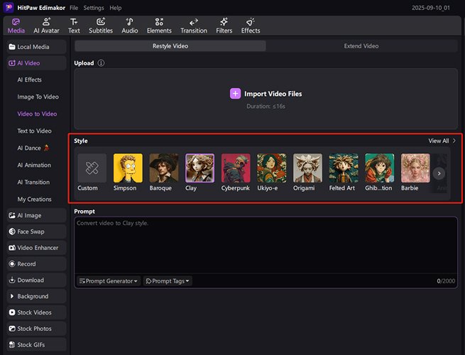 select style video to video ai free