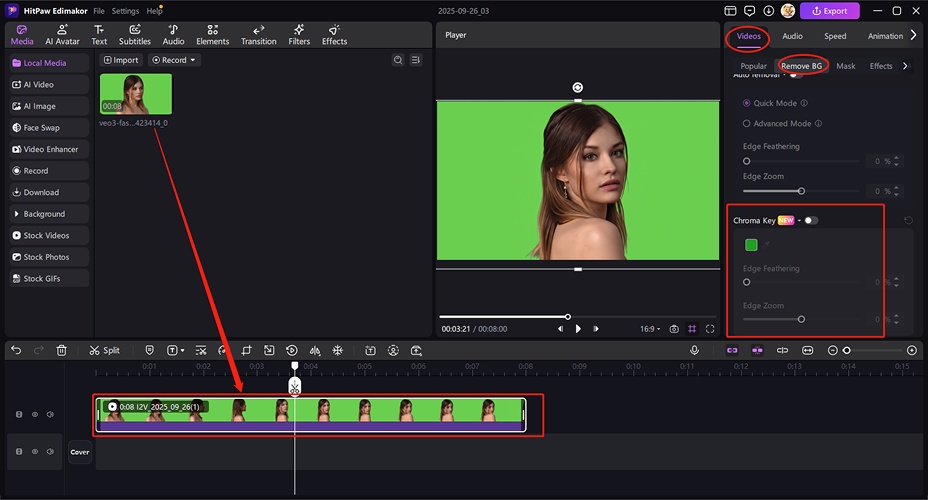 remove video background with edimakor chroma key