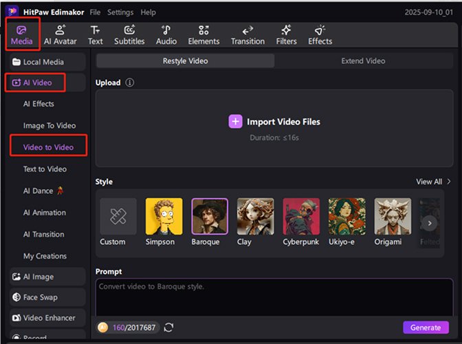 find free video to video ai feature