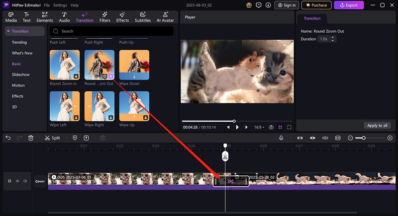 apply video transition
