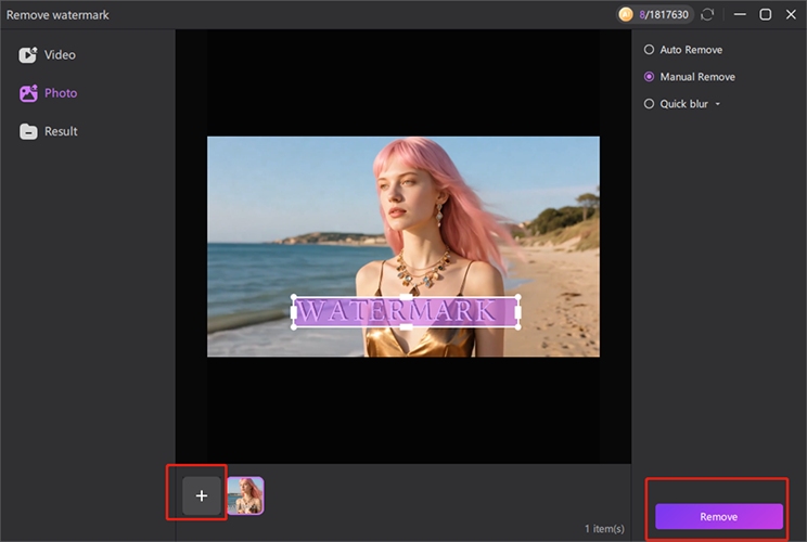 A maximum of 20 photos watermark remover