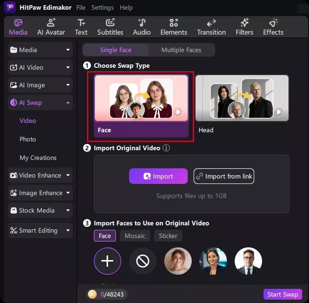 how to use edimakor ai swap