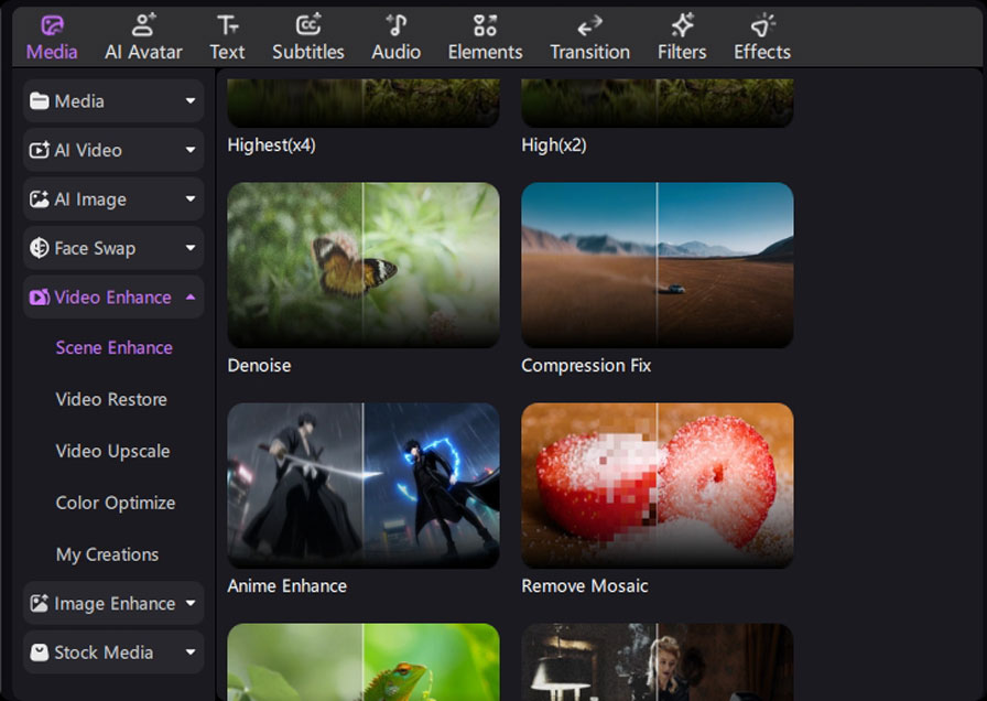 choose video enhancer mode