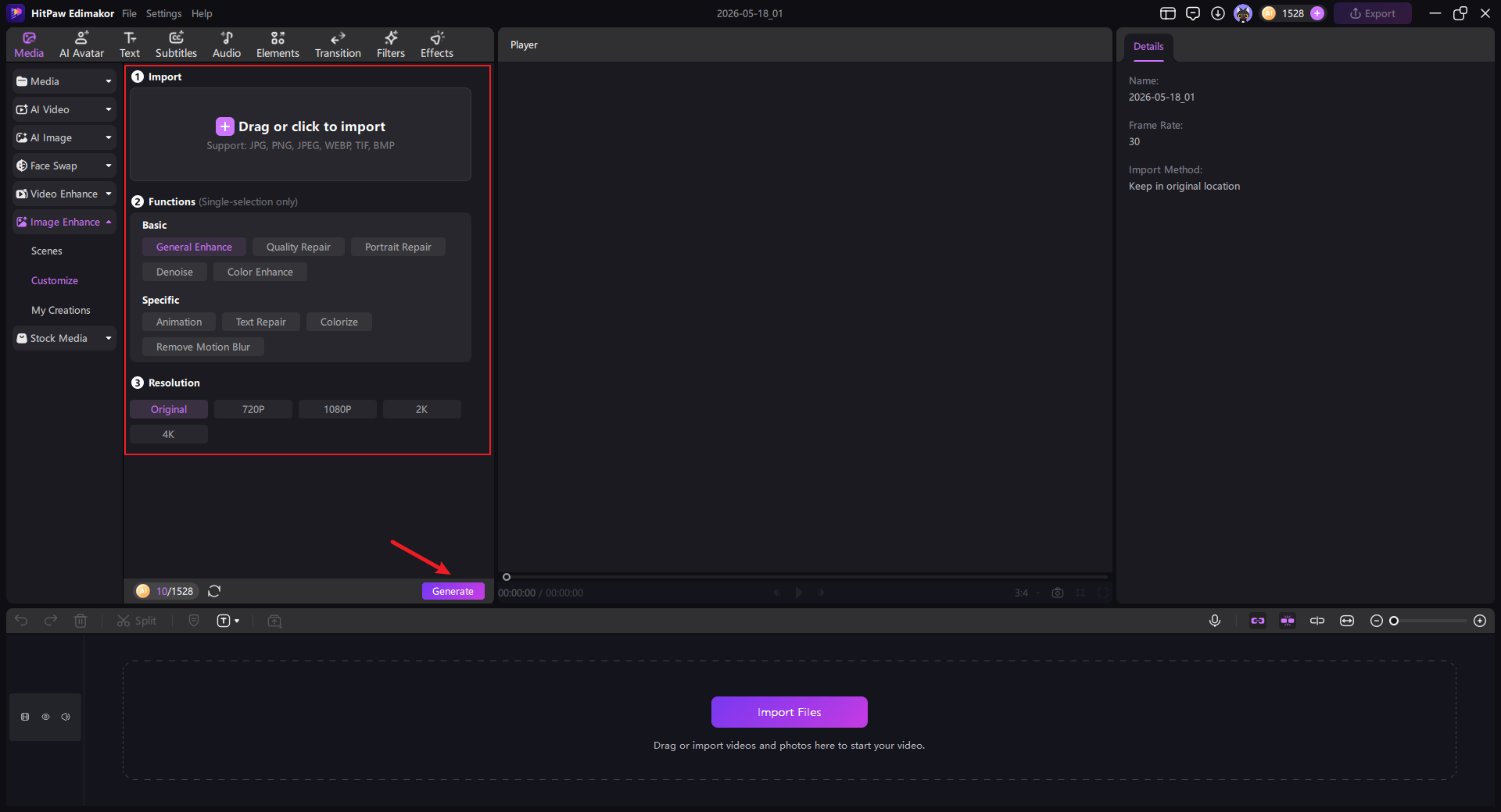 step 3 upload image & generate