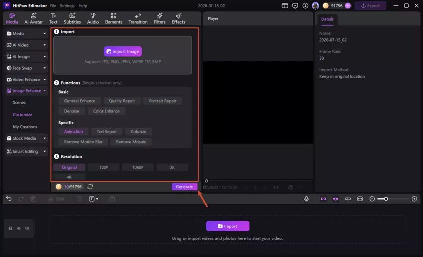 step 3 upload image & generate